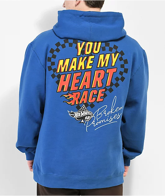 Broken Promises x Hot Wheels Heart Race Blue Hoodie