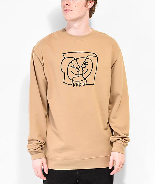 Krooked Moonsmile Tan Crewneck Sweatshirt
