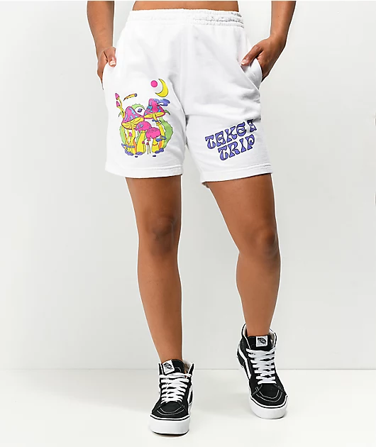 A-Lab Take A Trip White Sweat Shorts