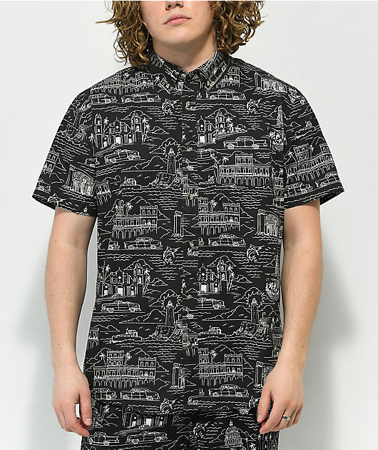 Dark Seas Castillo Black Short Sleeve Button Up Shirt