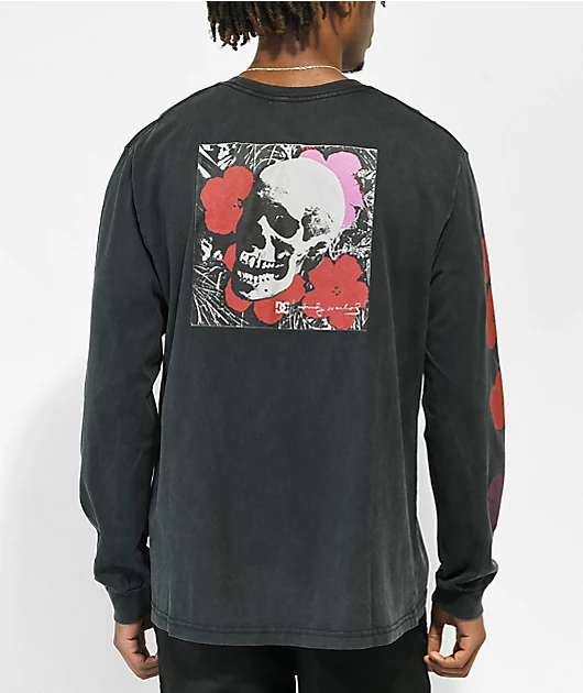 DC x Andy Warhol Life And Death Acid Wash Black Long Sleeve T-Shirt