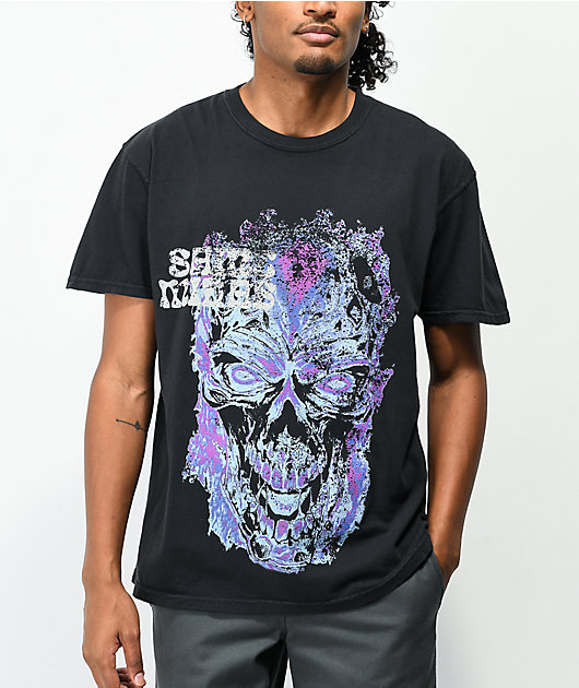 Saint Midas Blue Flame Vintage Dye Black T-Shirt
