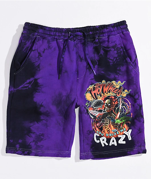 Broken Promises x Hot Wheels Track Purple & Black Tie Dye Sweat Shorts