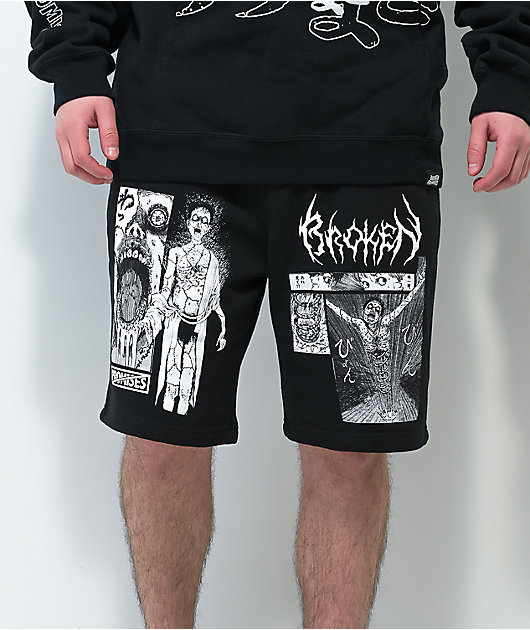 Broken Promises x Junji Ito Jack in the Box Black Sweat Shorts