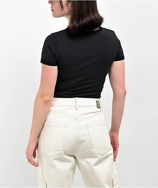 Zine Stacey Black Lettuce Crop T-Shirt